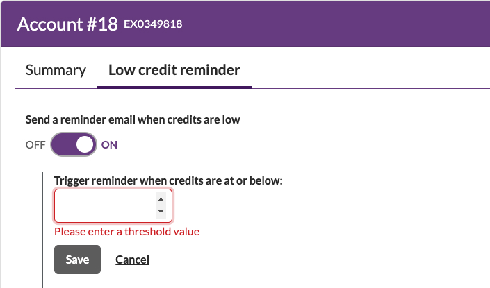 Low credit reminder 01